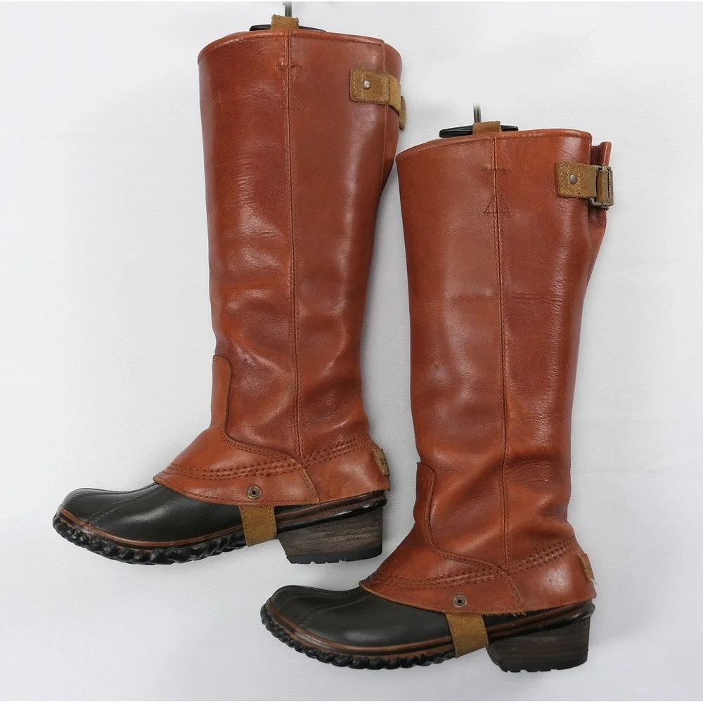 Sorel Leather Slimpack Equestrian Riding Boots Women's sz 6 Cinnamon 15